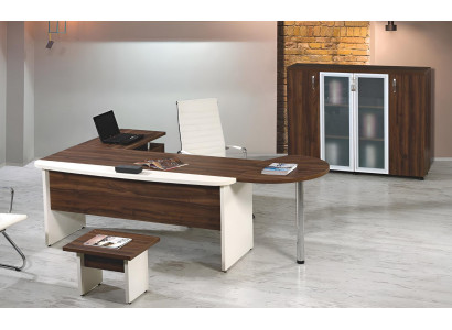 Klassesch Büro Miwwelen Set 3tlg Eckbürosdësch Komplettbüro Holz Brong