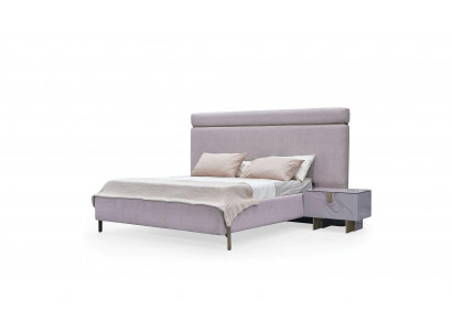 Doppelbett Komplett Schlofzëmmer Miwwelen Bett Rosa Luxus Set 3 Deeler Holz