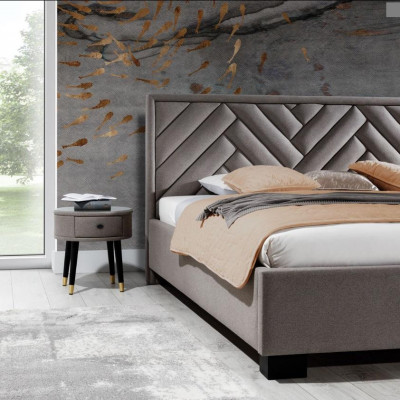 Schlofzëmmer Set Grom Bett Holz 2x Nuetsdëscher Eleganten Modern Schéin Nei 3sta.