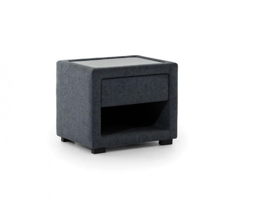 Schlofzëmmer Set Blo Bett Holz 2x Nopeschdëscher Elegante Stil Modern Neit 3tlg.
