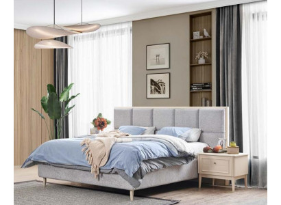 Design-Schlofzëmmer-Set Bett + 2x Nuetsdësch Luxus Duebelbett
