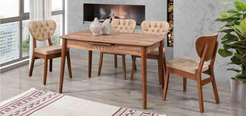 Beige Iesszëmmer Set Luxus Set 4x Still Chesterfield Nei
