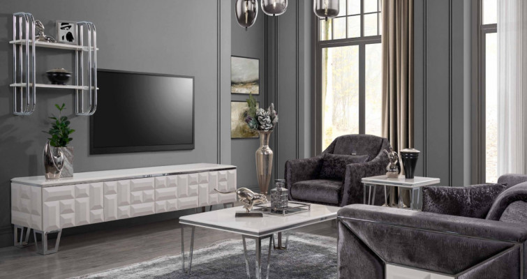 Wunnwand TV Wand Holz Modern Stil Regal Wunnzëmmer Miwwelen Schaf RTV TV Stänner