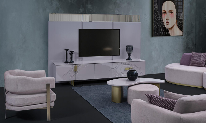 Sideboard RTV Lowboard TV Ständer Rosa Holz Modern Wohnzimmer Schaf.
