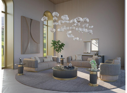 Sëtzgrupp 4-Deeler Polstersofa Wunnzëmmer Dräisëtzer Sofa Design Modern Fotell