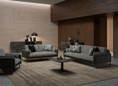 Wunnzëmmer Sofasett Sofas Canapé Modern Fauteuil Luxus Holz Clubdësch Nei