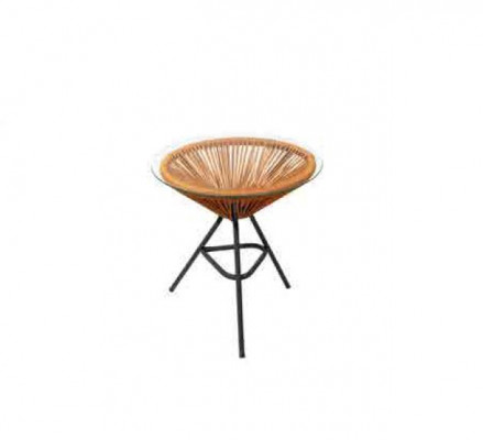 Modernt Set fir Äre Gaart Besteet aus Fauteuil, Hocker an Niewendësch.