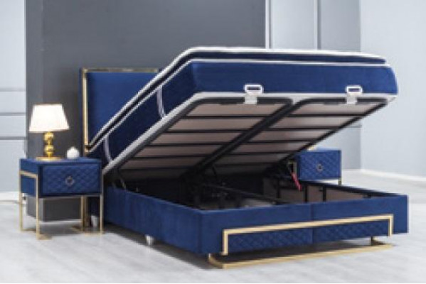 Bett Blo Metall Miwwelen Design Eleganten Schlofzëmmer Miwwelen Luxus Modern Neit