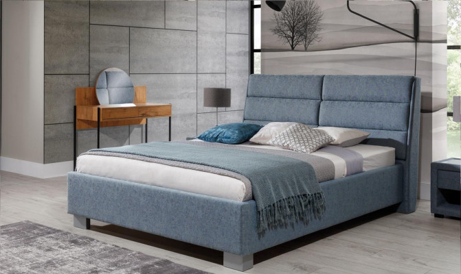 Schlofzëmmer Set Blo Bett Schéin 2x Nuetsdëscher Komplett Set Luxus Nei 3 Deeler.