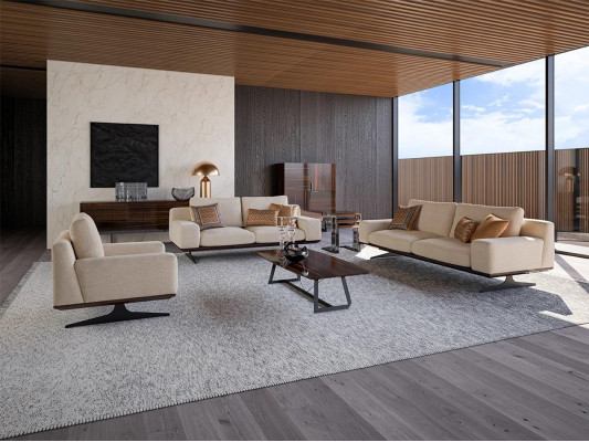 Wunnzëmmer Set 5tlg Sofagarnitur Zweesëtzer Drësëtzer Sofa Couch Ariichtung