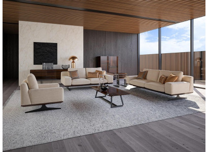 Wunnzëmmer Set 5tlg Sofagarnitur Zweesëtzer Drësëtzer Sofa Couch Ariichtung