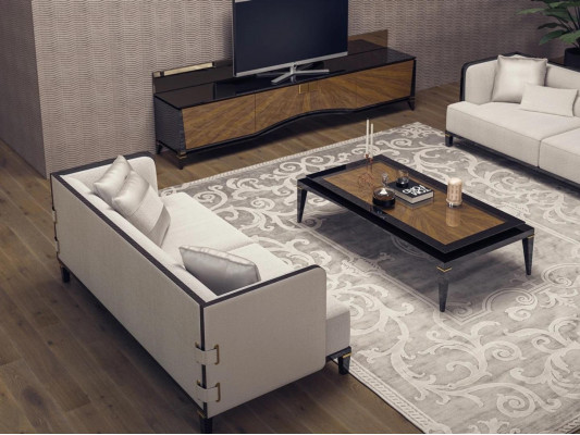 Polstermöbel Sofa Couch Designer 2x Dräisëtzer Sofas Modern Wäiss Ariichtung