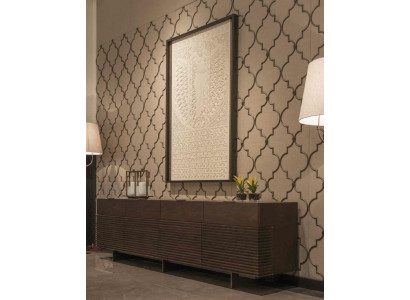 Mauerverkleedung Design Textil Messing Wunnzëmmer Ausstattung nei Faarf beige.