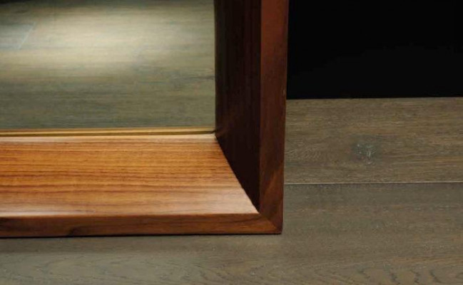 Spigel mat Wunnzëmmer Wandspeigel Wunnzëmmer nei Rahmefaarf brong Holz