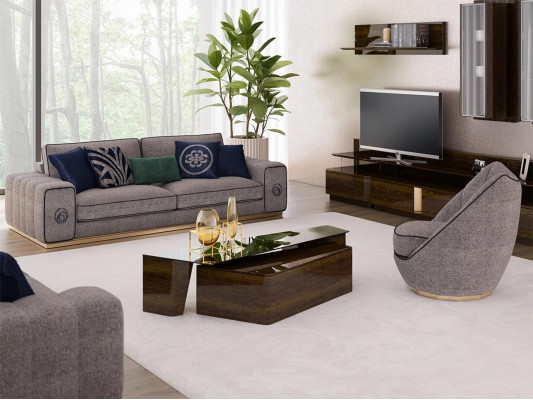 Canapé-Set Wunnzëmmer Komplett 5 Deeler Canapéë Couchen Modern Fauteuil mat Couchdësch