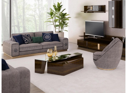 Canapé-Set Wunnzëmmer Komplett 5 Deeler Canapéë Couchen Modern Fauteuil mat Couchdësch