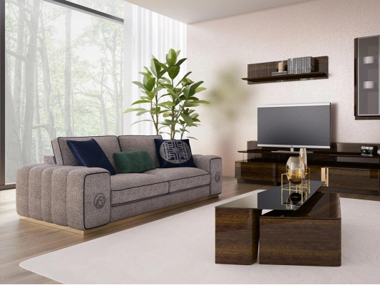 Canapé-Set Wunnzëmmer Komplett 5 Deeler Canapéë Couchen Modern Fauteuil mat Couchdësch
