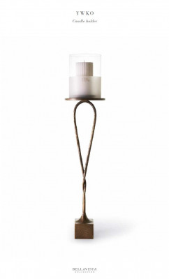 Käerzenhalter fir Wunnzëmmer an Hal Material Messeng Bronze-Finish restauréiert