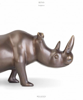 Messing Nashorn Dekoratioun Figur Skulptur Gold Afrika nei Faarf Gold