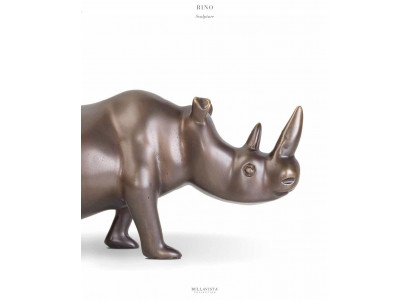 Messing Nashorn Dekoratioun Figur Skulptur Gold Afrika nei Faarf Gold