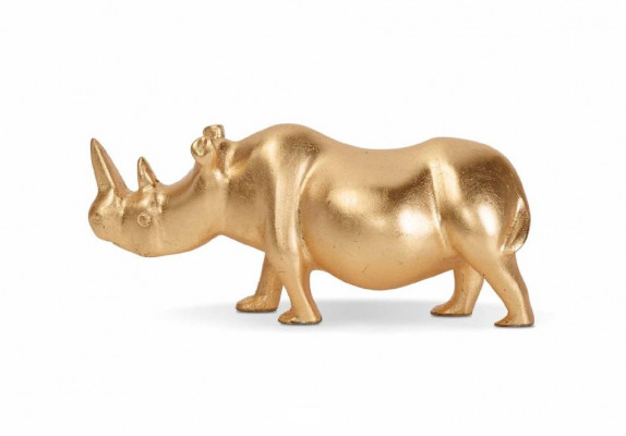 Messing Nashorn Dekoratioun Figur Skulptur Gold Afrika nei Faarf Gold