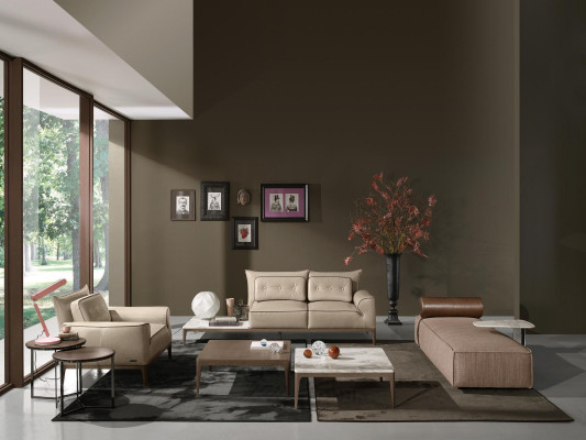 Sofaset Prianera Design Sofa Fauteuil Këssen Couchen 3tlg. Set Chaiselongue