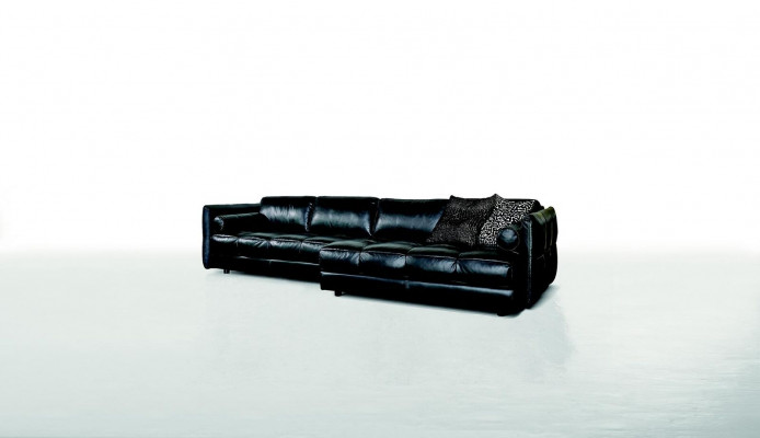 Modern Canapé Luxus Ecksofa Polstermöbel Wunnzëmmer L-Form Design Schwaarz Lieder