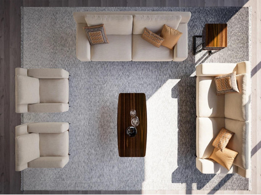 Komplett Miwwelen Wunnzëmmer 2x Drësëtzeger Sofa Couch Couchtisch Textil Fotell Nei