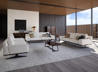 Wunnzëmmer Komplett 6 Deeler Modern 2xFotell Couchtisch Sofa Zweesëtzer Polstermöbel