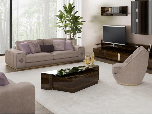 Luxus Miwwelen Sofagarnitur Komplett mat Couchtisch Wunnzëmmer Set 5 Deeler