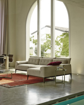 Ecksofa Moderne Design a Grau Sofas Stoff L-Form Couch Wunnzëmmer Sofa PRIANERA
