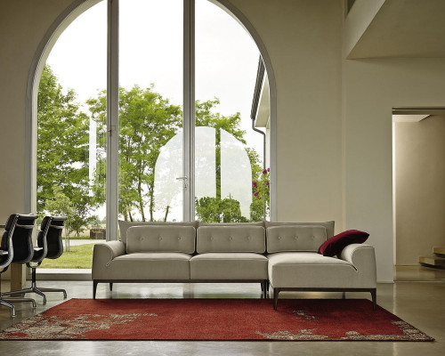 Ecksofa Moderne Design a Grau Sofas Stoff L-Form Couch Wunnzëmmer Sofa PRIANERA