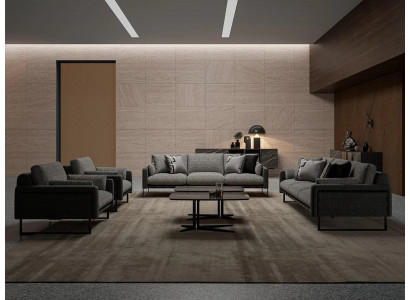Luxusgro Sofa Komplett 2x Drësitzer Sofa 2x Fotell Wunnzëmmer 2x Dëschtëschchen