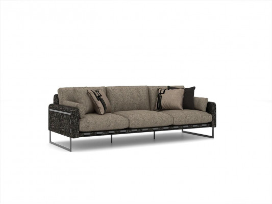Luxus Wunnzëmmer Sofagarnitur 2x Drësëtzer Couchen Sofa mat Dësch Set 6tlg