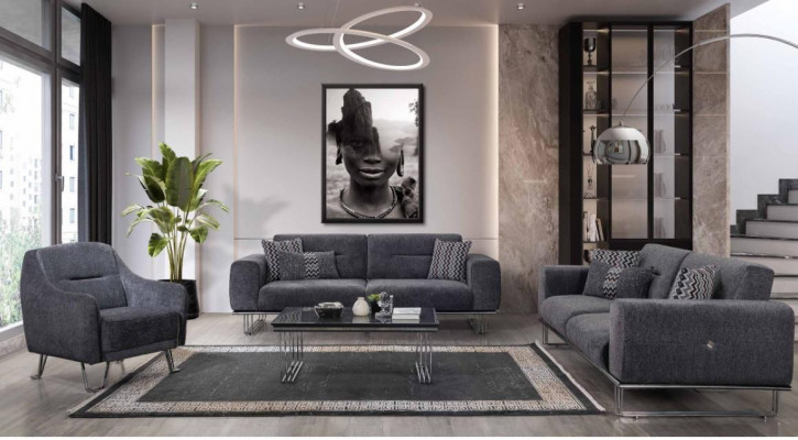 Sofagarnitur 3+3+1 Sëtzer Wunnzëmmer Komplett Sofaset Modern Set Dësch