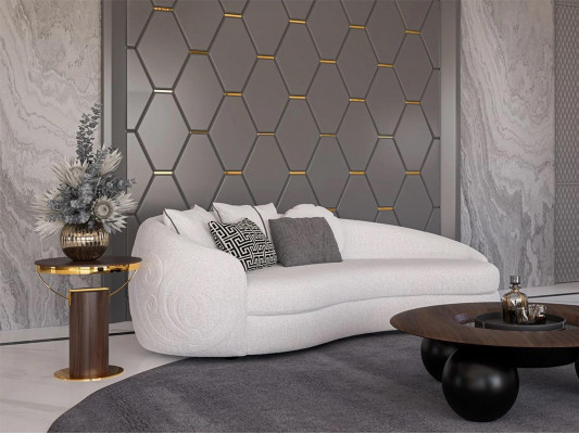 Luxus wäisst drësëtzegt Sofa modern Polstermöbel Couch Textil Designer Ariichtung