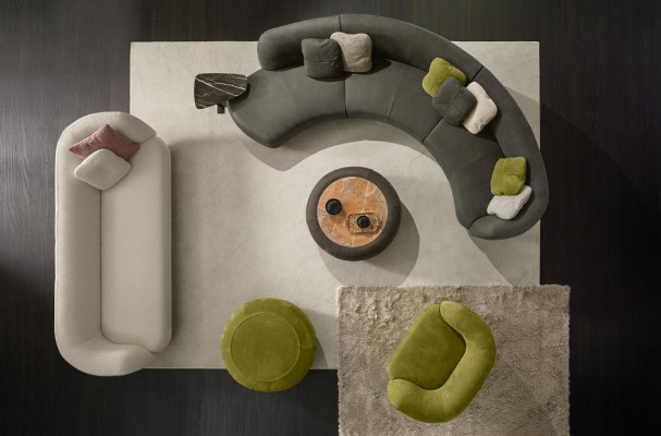 Textil Sofa 3 Sëtzer Polster Lieder Modern Relax Sëtz Luxus Miwwelen Ecksofa Ronn