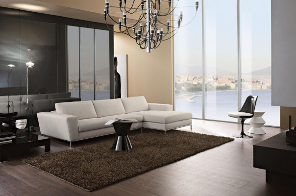 Textil Luxus Eckcouch L-Form Polster Modern Wäiss Sëtz Miwwelen Wunnzëmmer Eck Nei