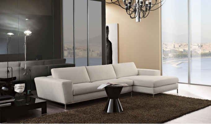 Textil Luxus Eckcouch L-Form Polster Modern Wäiss Sëtz Miwwelen Wunnzëmmer Eck Nei