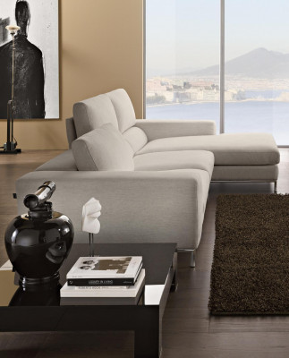 Textil Luxus Eckcouch L-Form Polster Modern Wäiss Sëtz Miwwelen Wunnzëmmer Eck Nei