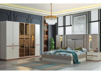 Designer Bett Holz Kleederschaf Luxuriéis Nuetsdëscher Schlofkummer Set