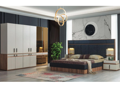 Möbel Luxus Bett 2x Nuetsdëscher Kleederschaf Schlofkummer Set