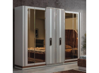 Wäisse Schlofzëmmer Kleederschaf Glas Schaf Holz Schaf Modern Miwwelen