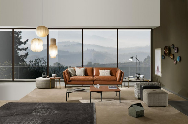 Sofa 3 Sëtzer Braun Luxus Design Miwwelen Wunnzëmmer Miwwelen Lieder Prianera Stil Neien