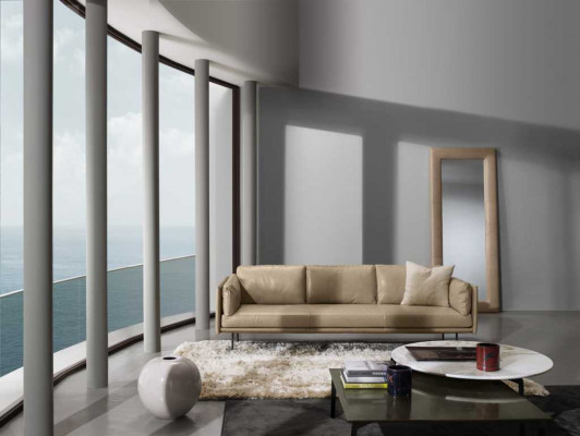 Luxus dräisëtzege Prianera Canapé Relax Polster Miwwelen Beige Canapéen Sofas Lieder.