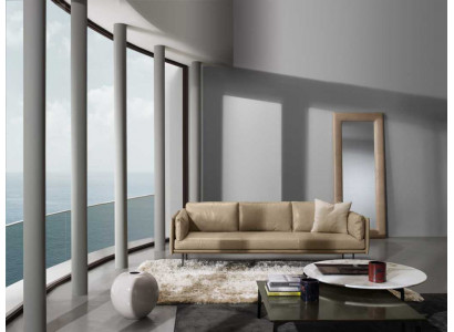 Luxus dräisëtzege Prianera Canapé Relax Polster Miwwelen Beige Canapéen Sofas Lieder.