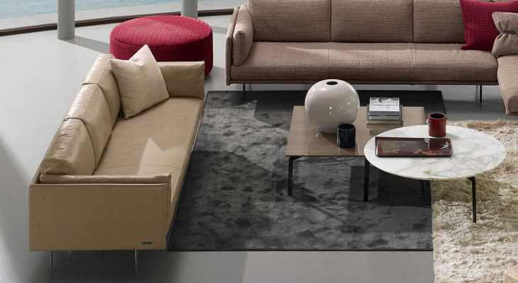 Luxus dräisëtzege Prianera Canapé Relax Polster Miwwelen Beige Canapéen Sofas Lieder.