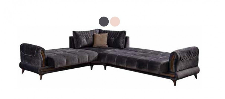 Groue moderne Sofa Ecksofa Textilstoffer bequemt Sofa L-Form nei