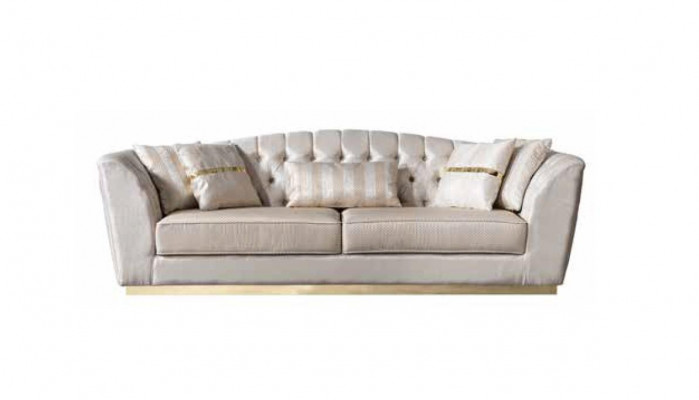 Sofa 3 Sëtzer fir Wunnzëmmer Gemittlecht Sofa a Wäiss Luxus-Sofa Neit