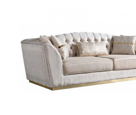 Sofa 3 Sëtzer fir Wunnzëmmer Gemittlecht Sofa a Wäiss Luxus-Sofa Neit
